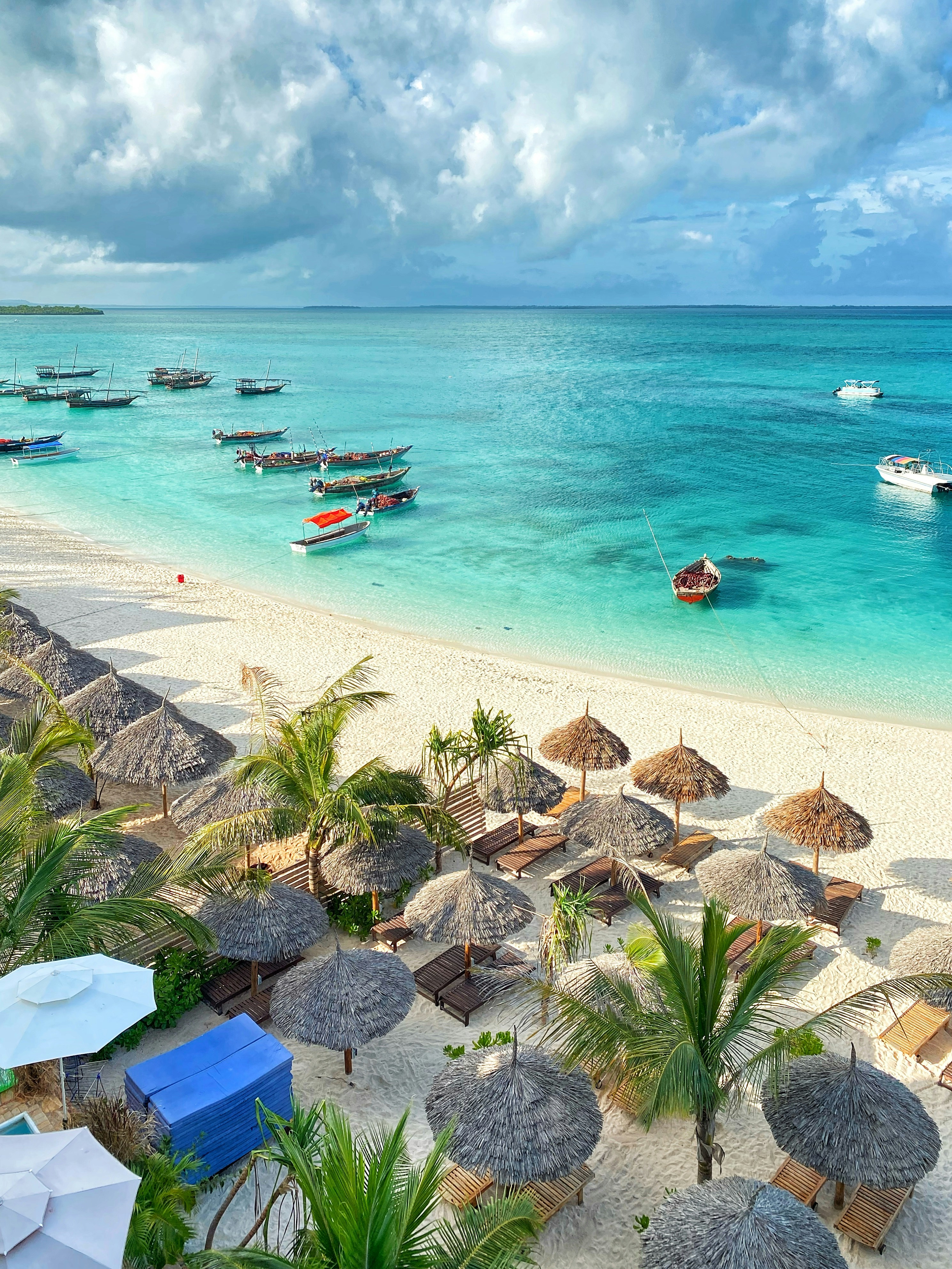 Zanzibar island Tanzania turquoise ocean and coral reef